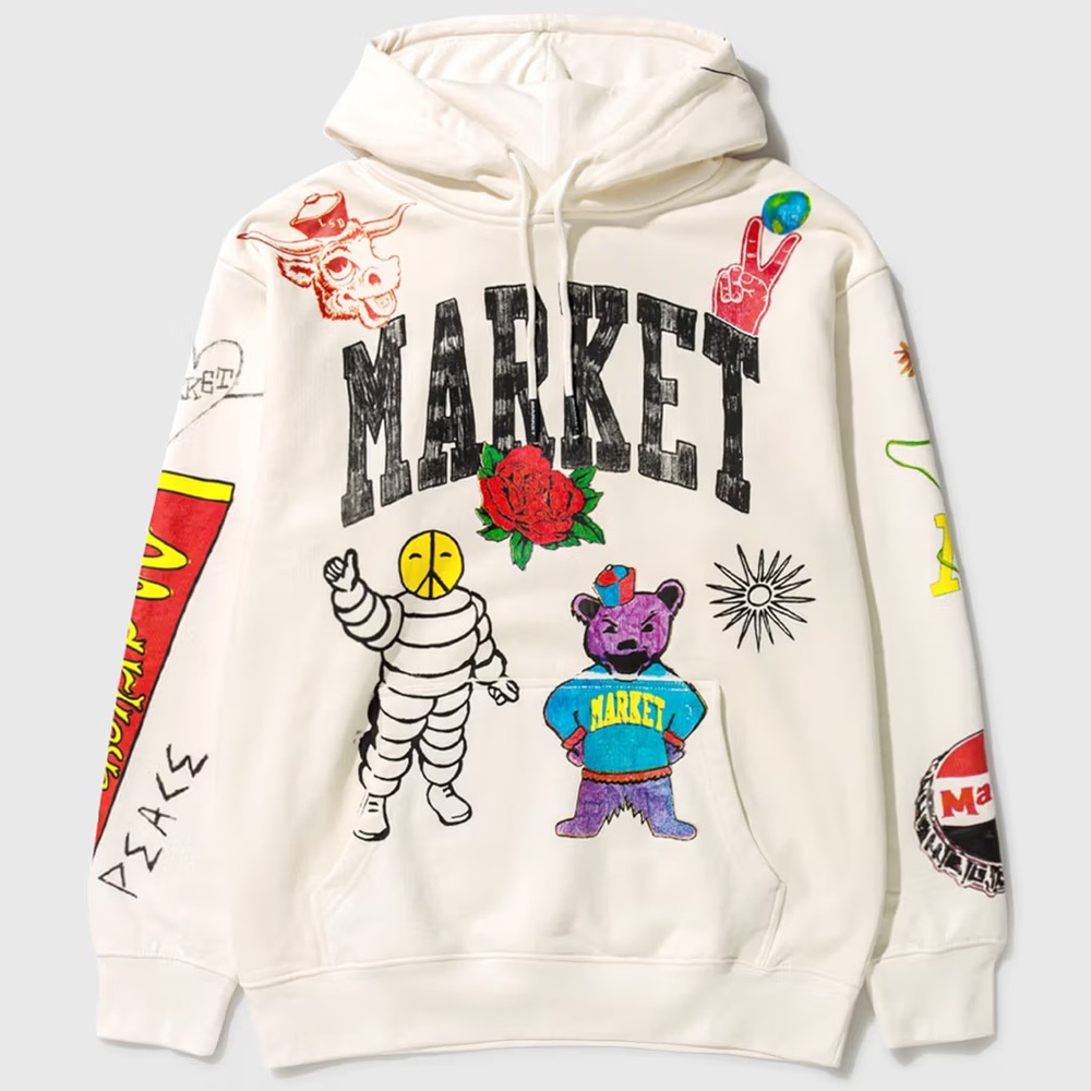 Chinatown Market varsity hand drawn hoodie unisex size small